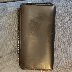J. Crew Black Leather Continental Multipockets Wallet